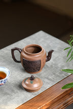 《松寿无疆》 徐孝奎 1935年生人，92岁紫砂元老，从业77年！！ 原矿早期桃花泥，360cc，并列10孔出水