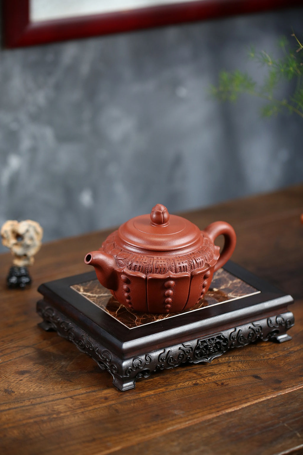 《莲开九华》 国家级工艺美术师 ;鲍玉华 原矿家藏底槽清，320cc，并列10孔出水