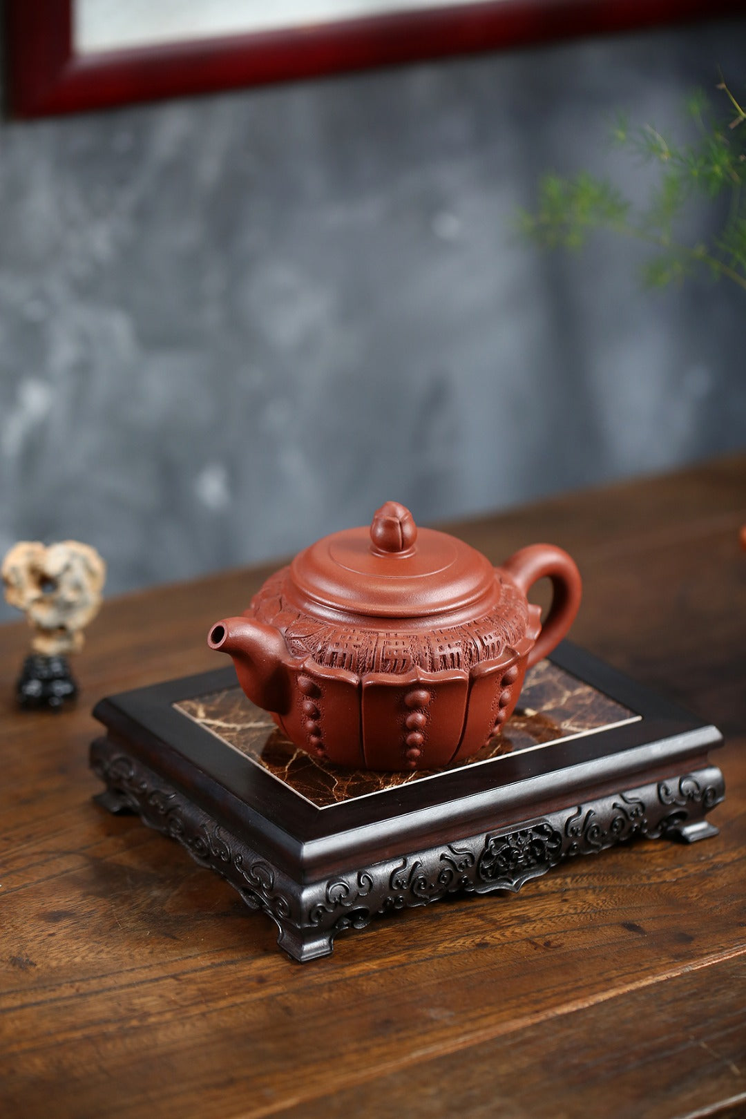 《莲开九华》 国家级工艺美术师 ;鲍玉华 原矿家藏底槽清，320cc，并列10孔出水