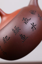 《飞鸿》 国家级工艺美术师 鲍玉华 装饰：李玮（江苏省陶瓷艺术大师，正高）原矿家藏老紫泥，340cc，菱形9孔出水