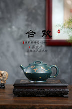 高工佳作！！ 《合欢》 国家级高级工艺美术师 蒋亚平 原矿家藏墨绿泥，300cc