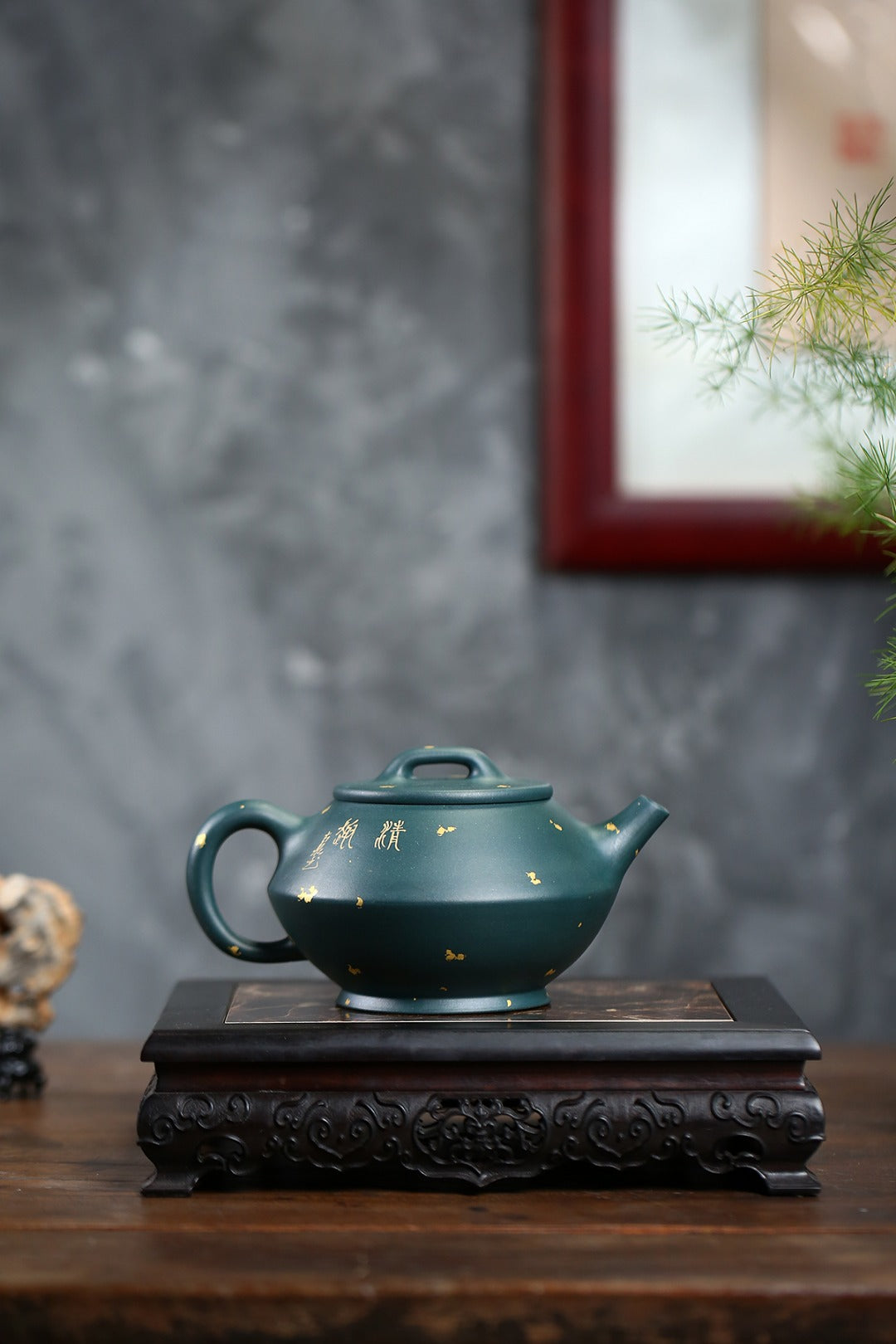 高工佳作！！ 《合欢》 国家级高级工艺美术师 蒋亚平 原矿家藏墨绿泥，300cc