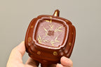 小竹鼓·全手工 /大拍陶手雷罡作品（师承范伟群）/容量120cc/朱泥炝金 壶的立面筋线，自下而上贯通，与嘴、把沟通而浑成一体