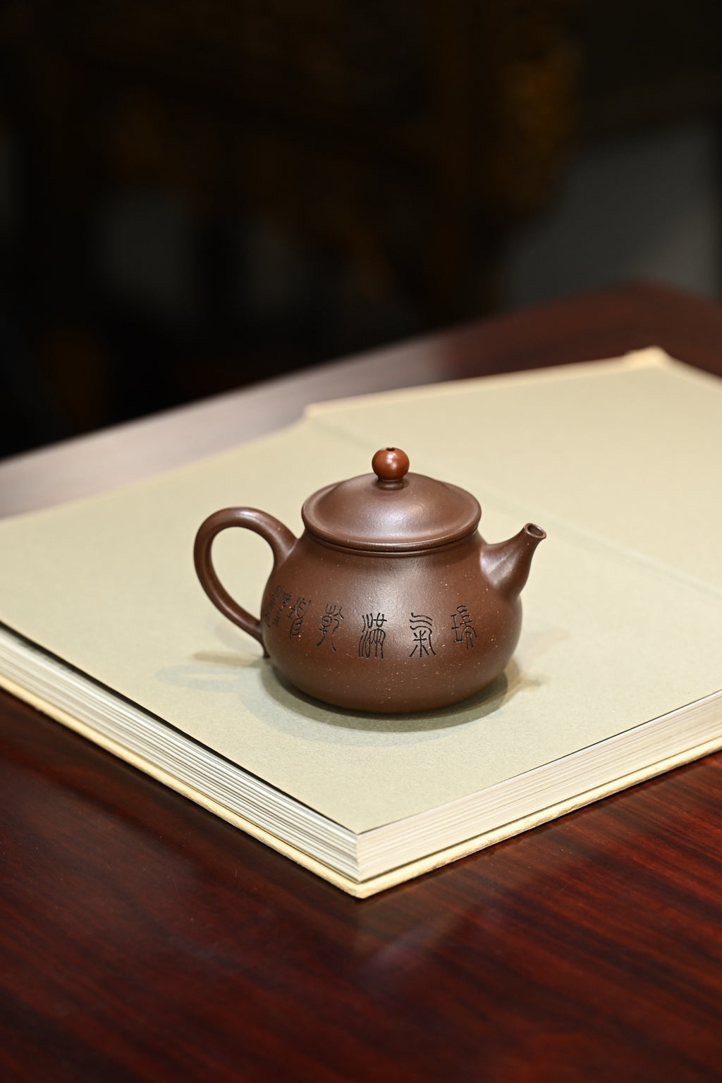 龙珠·全手工/大拍陶手雷罡作品（师承范伟群）/容量250cc/极品紫泥 壶身俊秀凝练，流把舒展，龙珠压顶与壶身形态相应和
