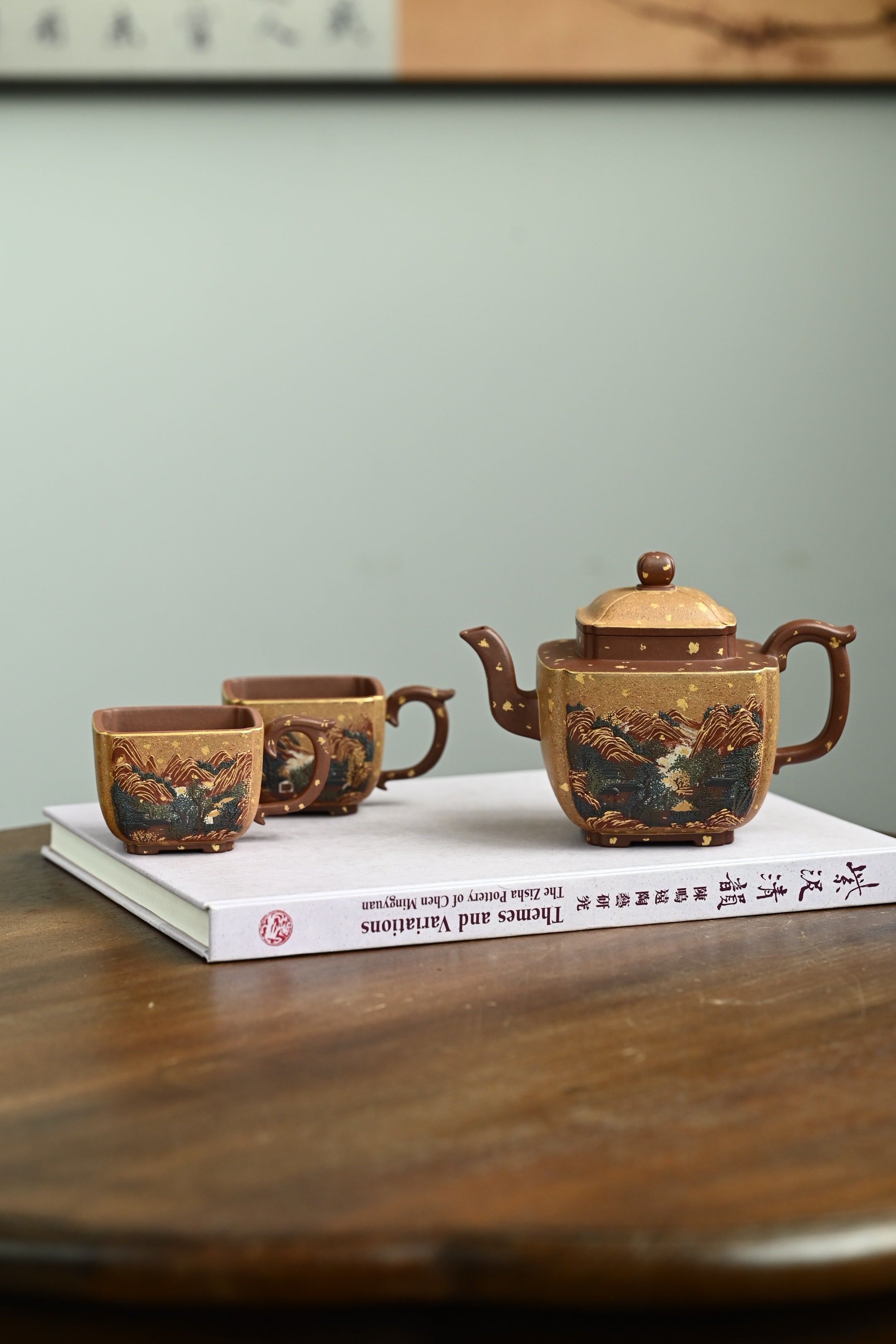 自在四方套组·万山红遍·全手工 /六届全手工大赛一等奖高工施昌作品 /容量410cc/原矿底槽清描金