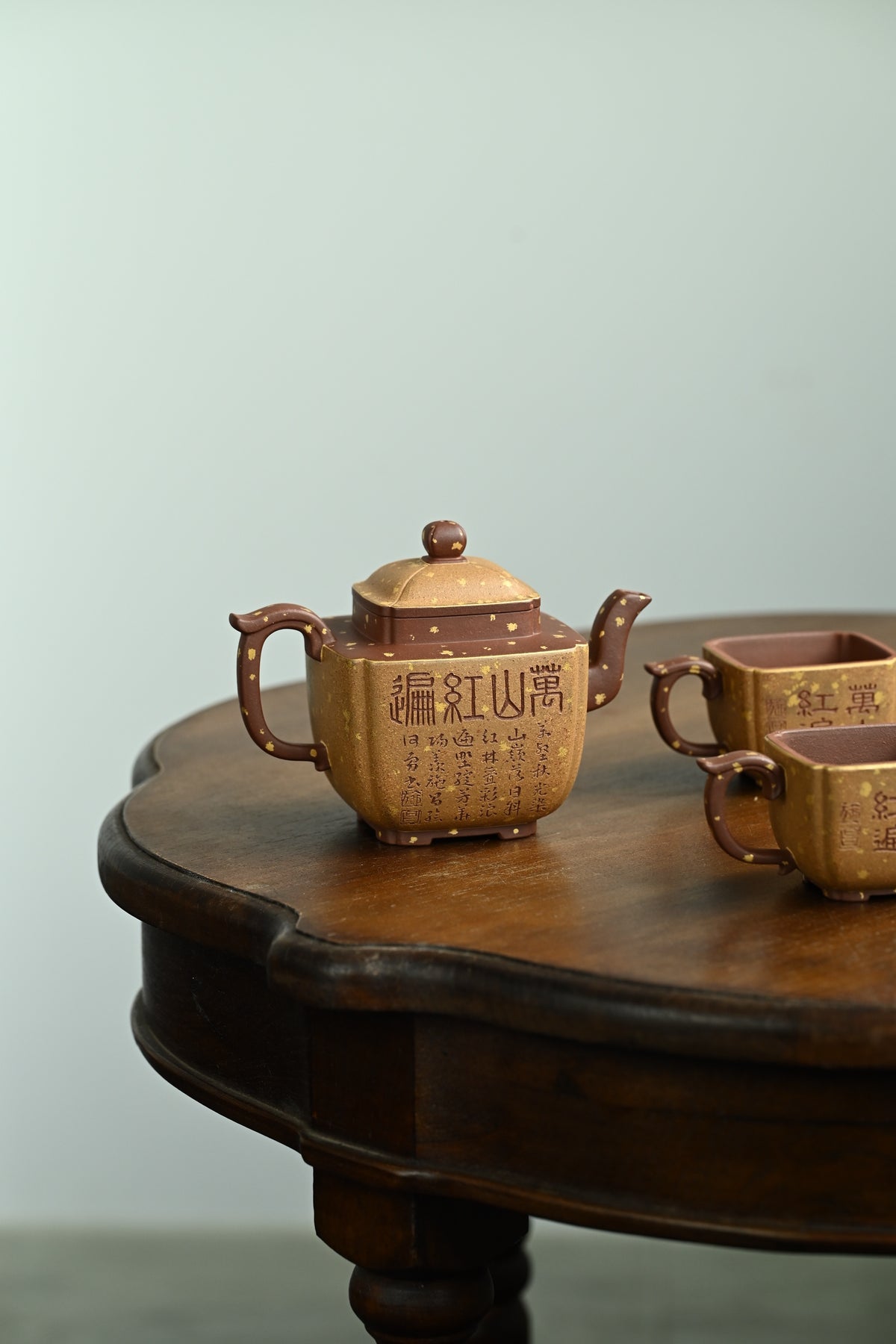 自在四方套组·万山红遍·全手工 /六届全手工大赛一等奖高工施昌作品 /容量410cc/原矿底槽清描金