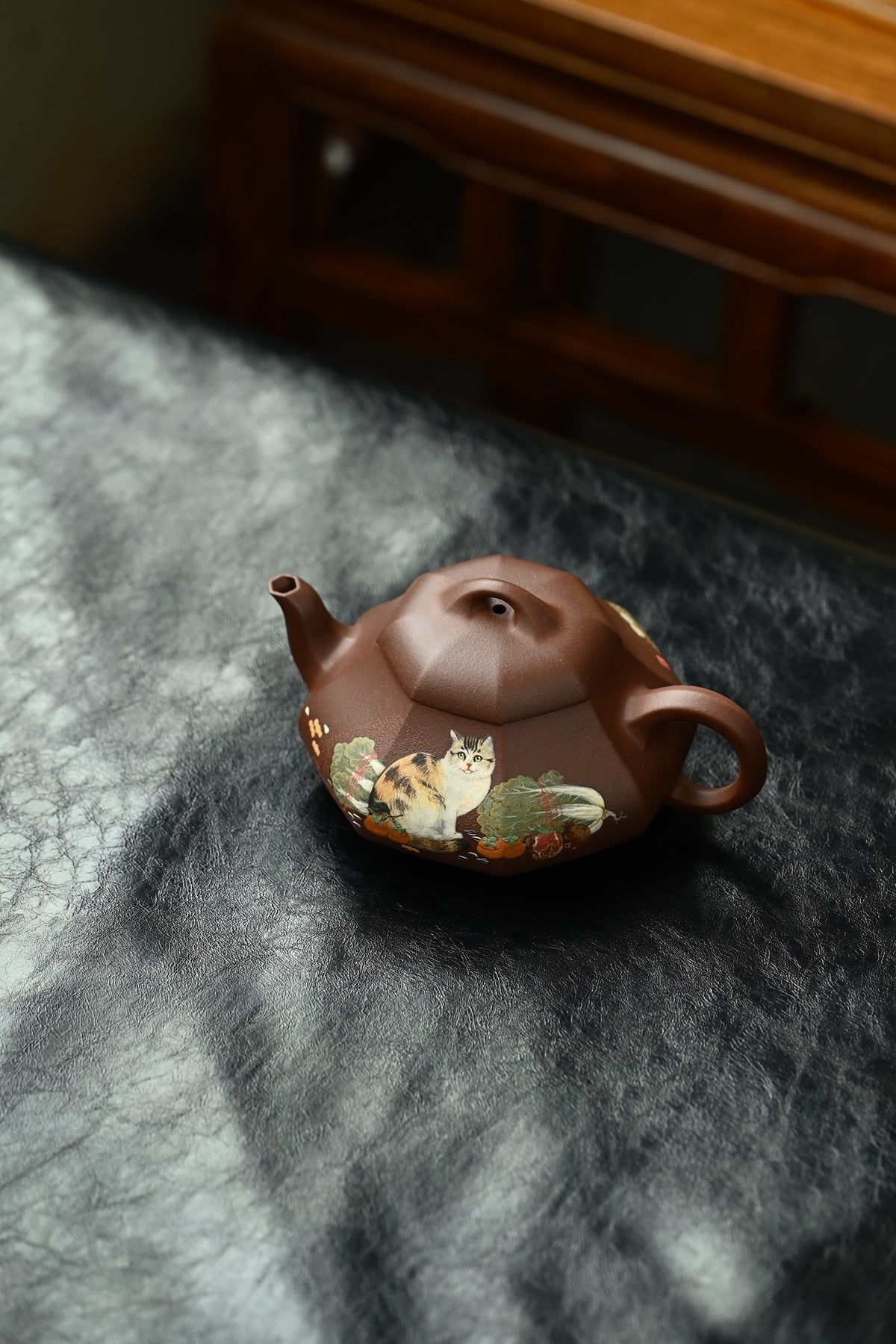 汉棠石瓢·全手工/多届全手工大赛二等奖大拍陶手吴涛作品 /全手工大赛一等奖茗薇泥绘/容量360cc/原矿底槽清