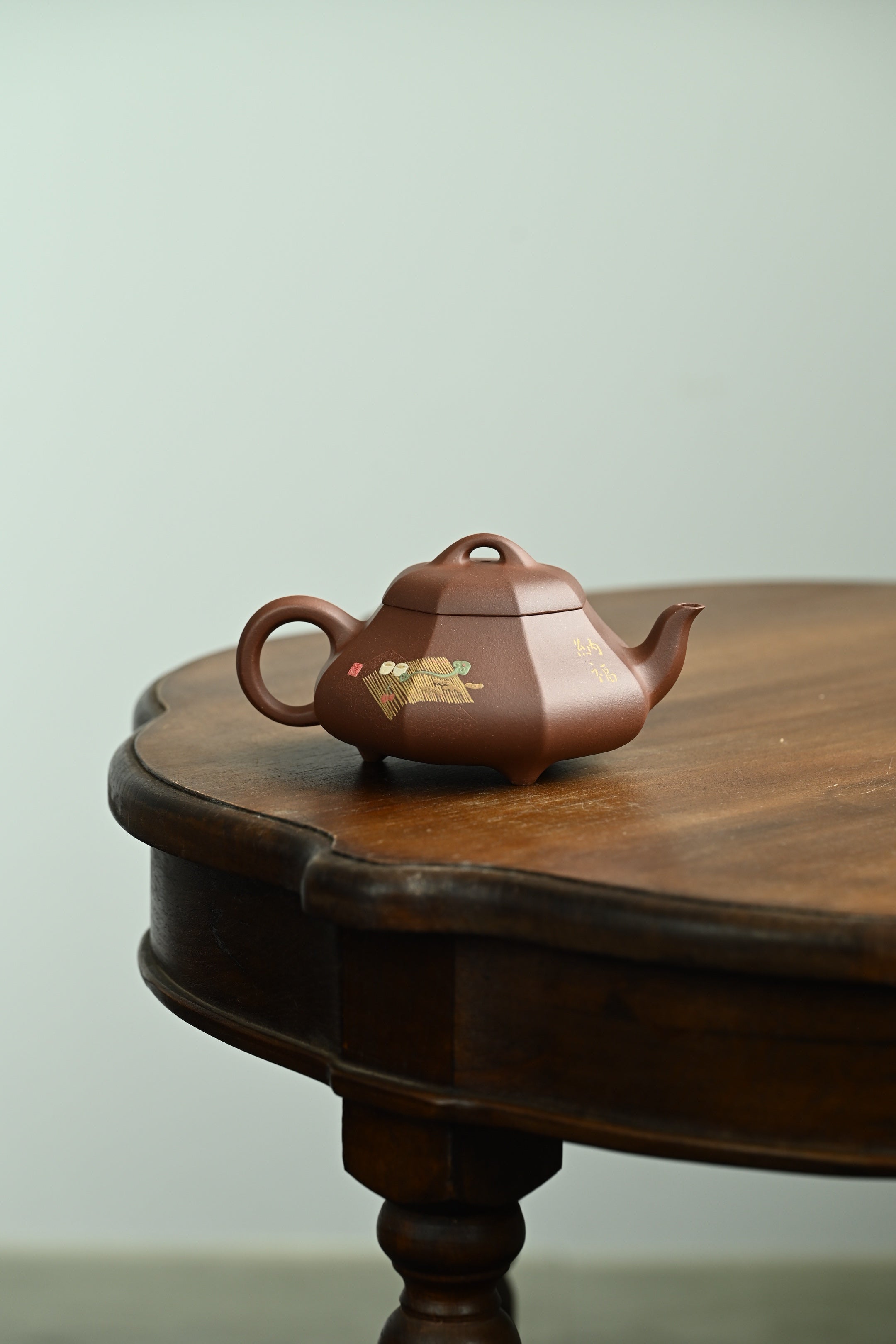 汉棠石瓢·全手工/多届全手工大赛二等奖大拍陶手吴涛作品 /全手工大赛一等奖茗薇泥绘/容量360cc/原矿底槽清