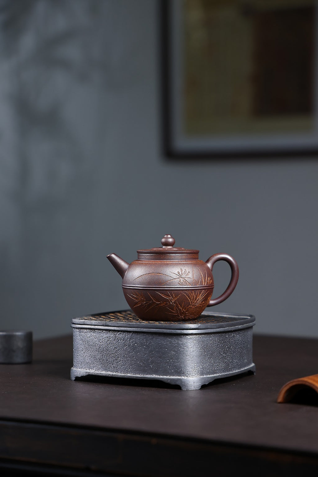 新品首发！！ 《兰竹双馨》 国家级工艺美术师 鲍玉华 装饰：李玮（江苏省陶瓷艺术大师，正高）原矿龙骨金砂龙头烧，180cc，内推球孔出水