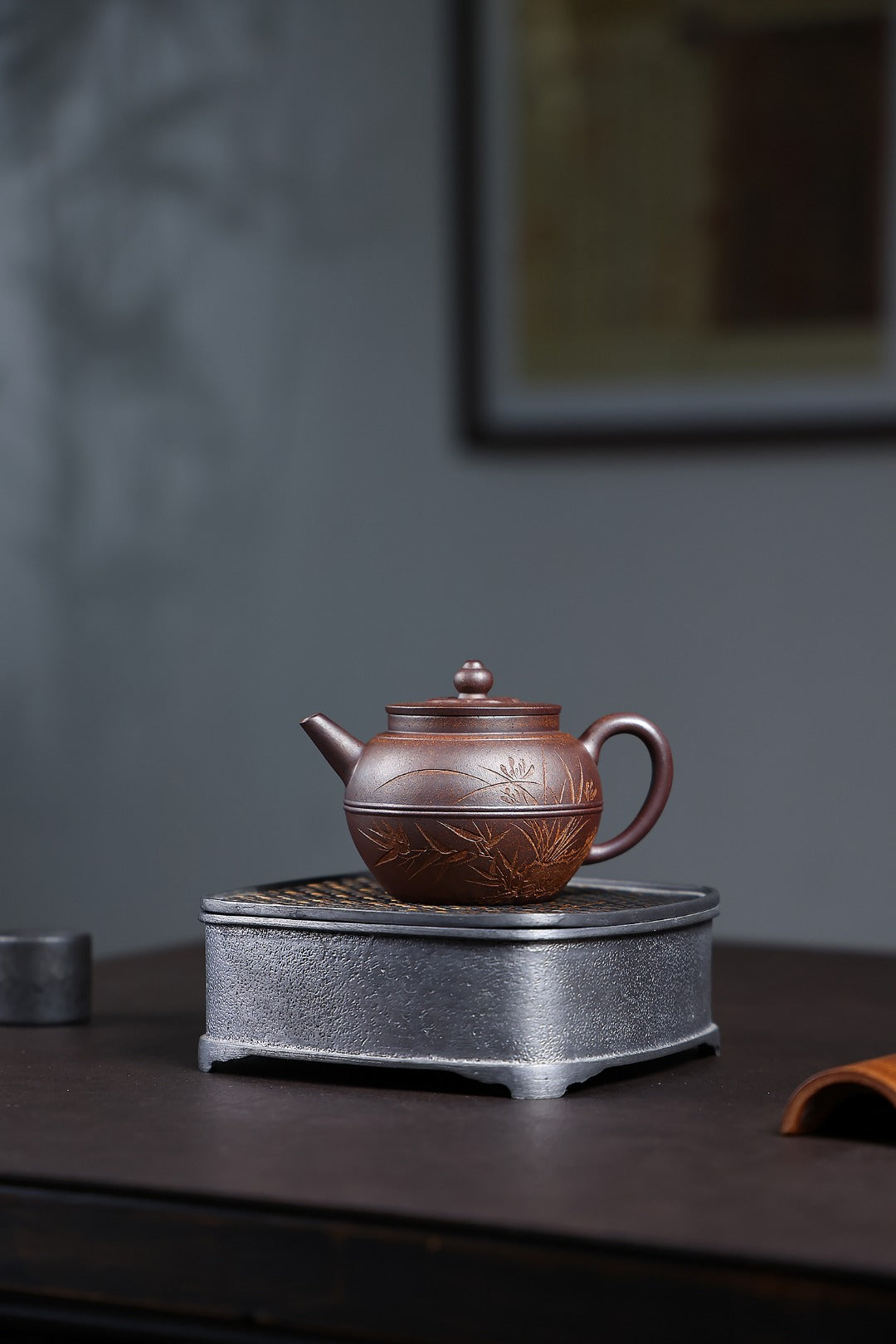新品首发！！ 《兰竹双馨》 国家级工艺美术师 鲍玉华 装饰：李玮（江苏省陶瓷艺术大师，正高）原矿龙骨金砂龙头烧，180cc，内推球孔出水