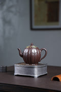 《莲开九华》 国家级工艺美术师 鲍玉华 原矿家藏深井紫泥，300cc，菱形14孔出水