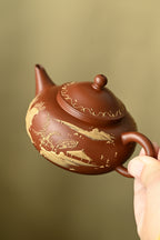 水平·全手工/省大师陈富强高徒徐秋璐作品  /容量100cc/特级朱泥 壶体圆润饱满，俊秀简练，流把纤细舒展成势