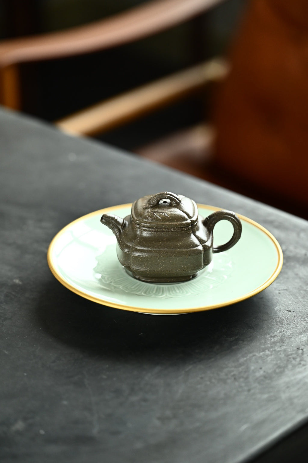 小竹鼓·全手工 /大拍陶手雷罡作品（师承范伟群）/容量130cc/蟹壳青