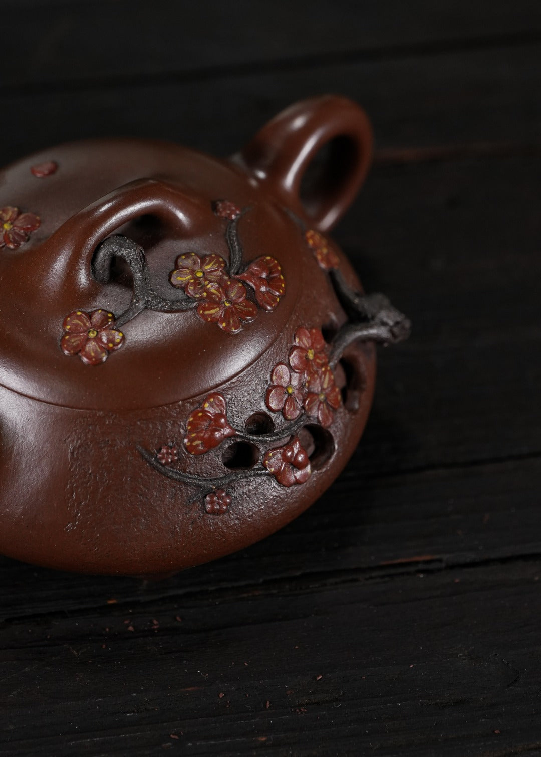 蒋蓉之女 传世花器｜蒋艺华·非遗紫砂巅峰重器《梅花汉棠壶》收藏传世·高端礼赠艺术珍品！  ——原矿优质老紫泥·170cc