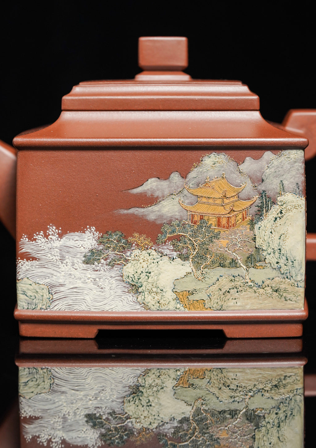 沈更轶制·李金强绘｜双师巅峰巨作《大井方壶》收藏传世｜礼赠顶流重器👍（可接私人定制） ——原矿优质底槽清·1000cc ——正高级工艺美术师·沈更轶 亲制孤品 ——紫砂工笔泥绘无冕之王·李金强·亲绘