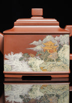 沈更轶制·李金强绘｜双师巅峰巨作《大井方壶》收藏传世｜礼赠顶流重器👍（可接私人定制） ——原矿优质底槽清·1000cc ——正高级工艺美术师·沈更轶 亲制孤品 ——紫砂工笔泥绘无冕之王·李金强·亲绘