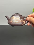 双宗师合璧·紫砂史巅峰&nbsp; 紫砂界天花板泥画｜何光宏·邱玉林联袂创作稀世孤品《六方石瓢》——原矿优质老紫泥·130cc ——省级大师·何光宏·亲绘 ——国大师邱玉林装饰·溪山闲隐