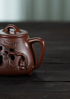 蒋蓉之女 传世花器｜蒋艺华·非遗紫砂巅峰重器《竹韵高瓢壶》收藏传世·高端礼赠艺术珍品！  ——原矿优质老紫泥·240cc