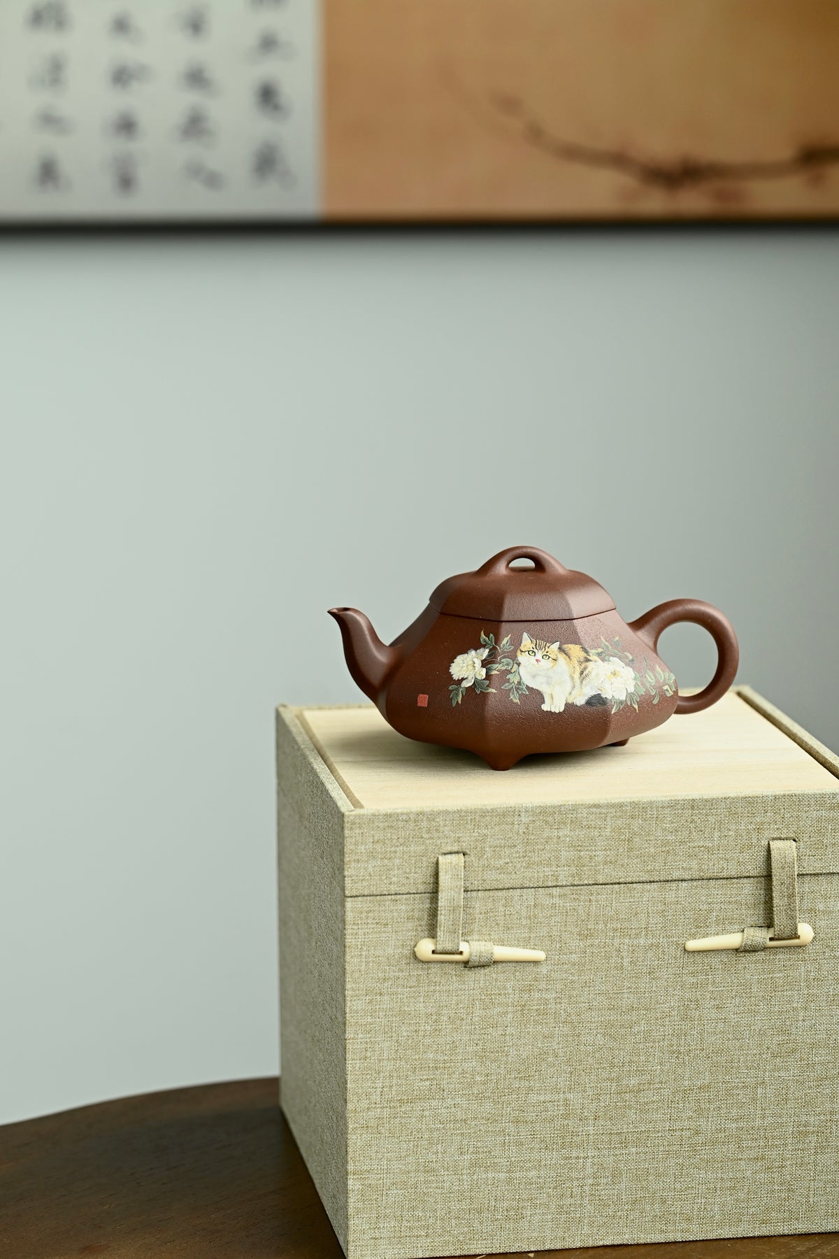 汉棠石瓢·全手工 /多届全手工大赛二等奖大拍陶手吴涛作品 /全手工大赛一等奖茗薇泥绘 /容量360cc/原矿底槽清