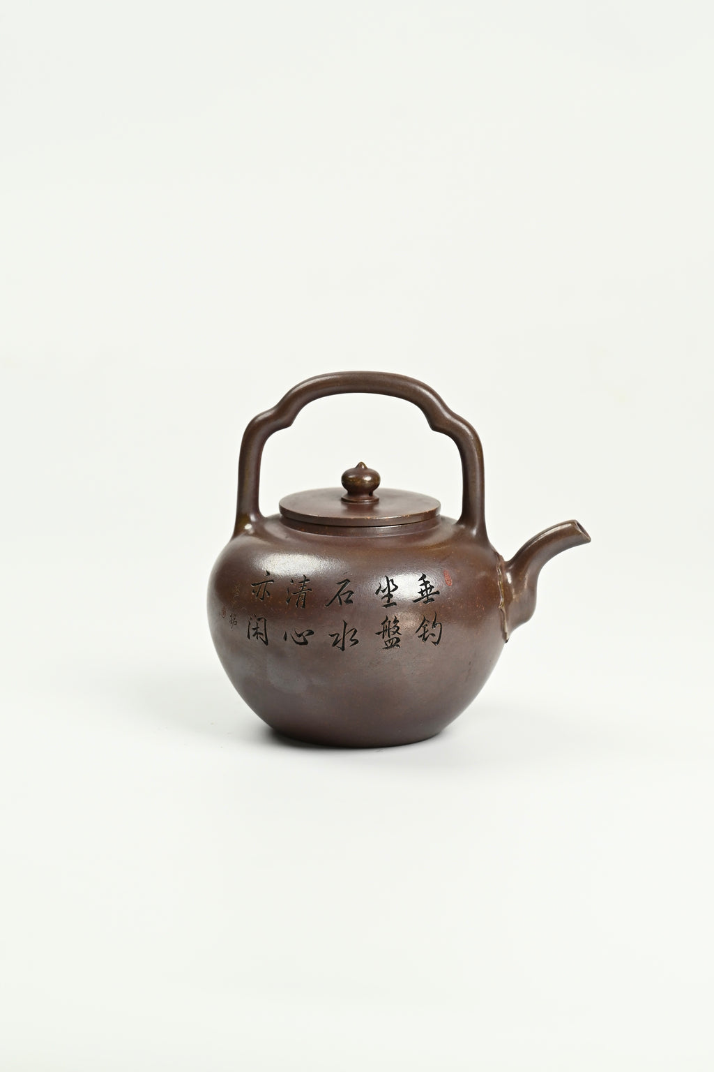 吴经提梁·全手工 （省大师桑黎兵刻绘+双证书）/紫砂十二精英之首，省大师桑黎兵父子合作款 /容量700cc/青玉金砂