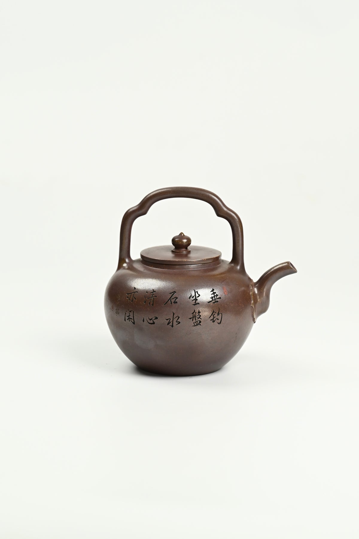 吴经提梁·全手工 （省大师桑黎兵刻绘+双证书）/紫砂十二精英之首，省大师桑黎兵父子合作款 /容量700cc/青玉金砂