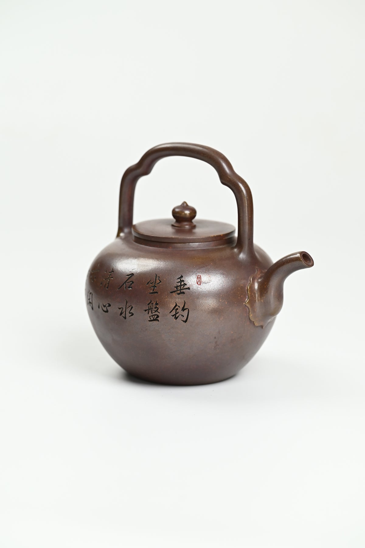 吴经提梁·全手工 （省大师桑黎兵刻绘+双证书）/紫砂十二精英之首，省大师桑黎兵父子合作款 /容量700cc/青玉金砂