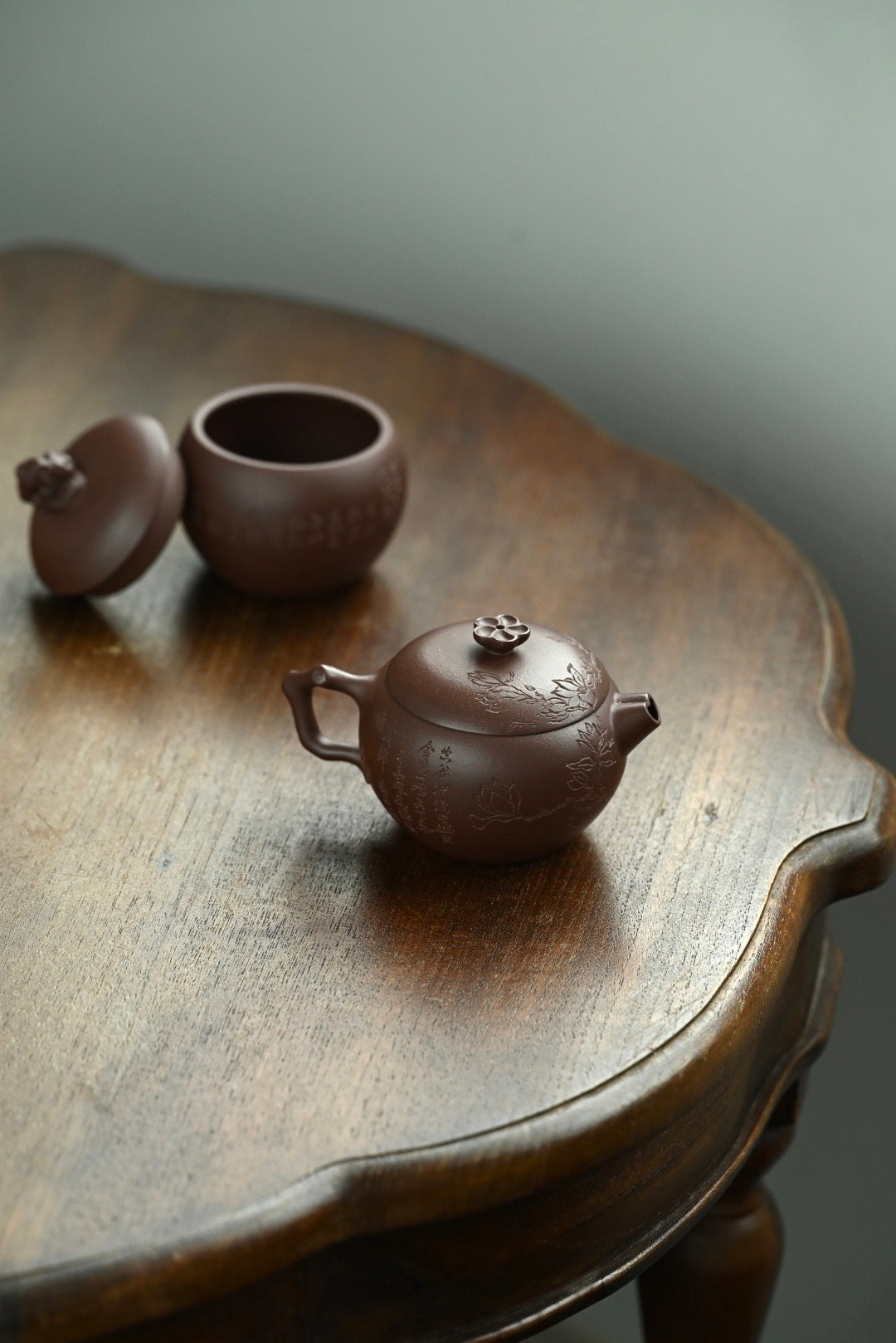 海棠套组·全手工 /省大师陈富强高徒徐秋璐作品  /容量150cc/原矿紫泥