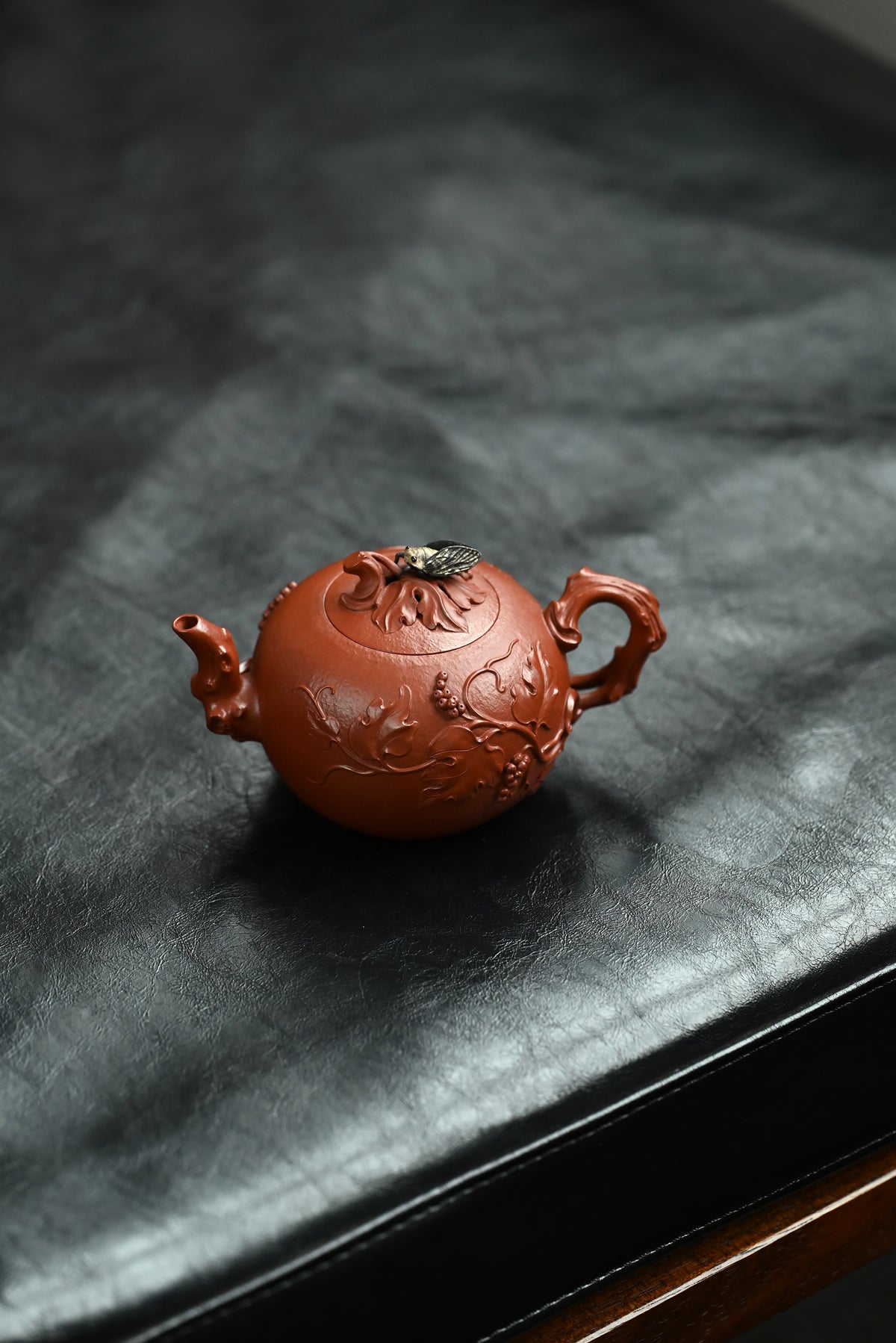 松鼠葡萄·全手工/大拍陶手雷罡作品（师承范伟群）/容量180cc/家藏朱泥