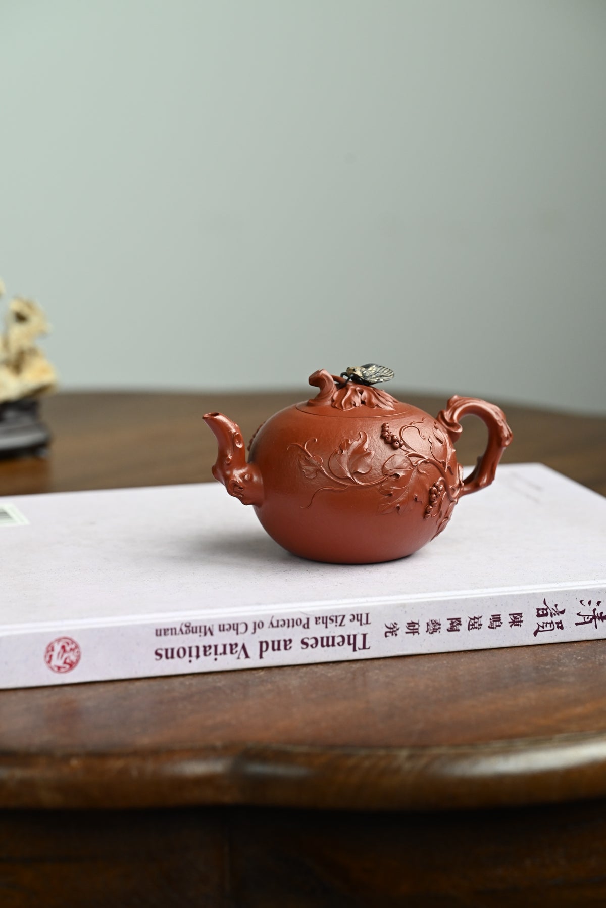 松鼠葡萄·全手工/大拍陶手雷罡作品（师承范伟群）/容量180cc/家藏朱泥