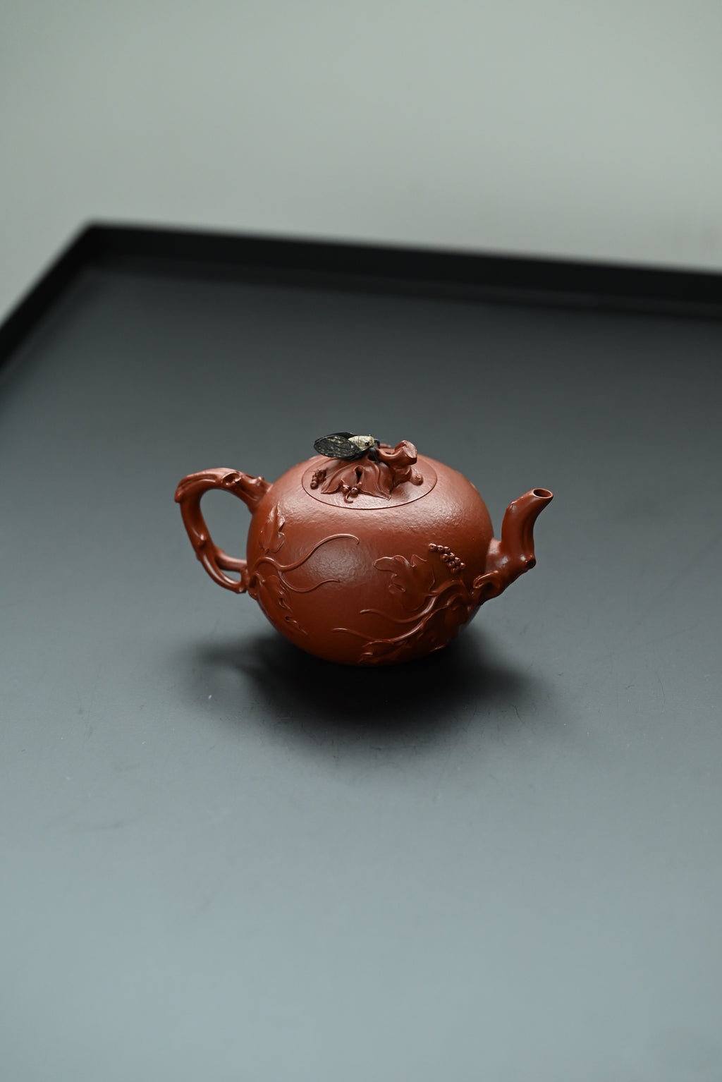松鼠葡萄·全手工/大拍陶手雷罡作品（师承范伟群）/容量180cc/家藏朱泥