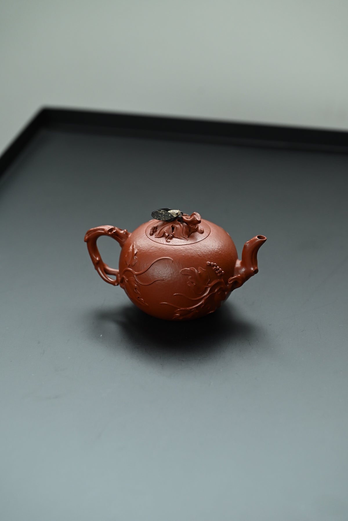 松鼠葡萄·全手工/大拍陶手雷罡作品（师承范伟群）/容量180cc/家藏朱泥