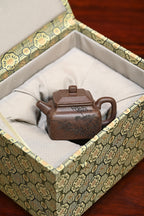 小四方·喜上眉梢·全手工/陶刻大赛金奖李建军作品 /容量160cc/原矿紫玉金砂