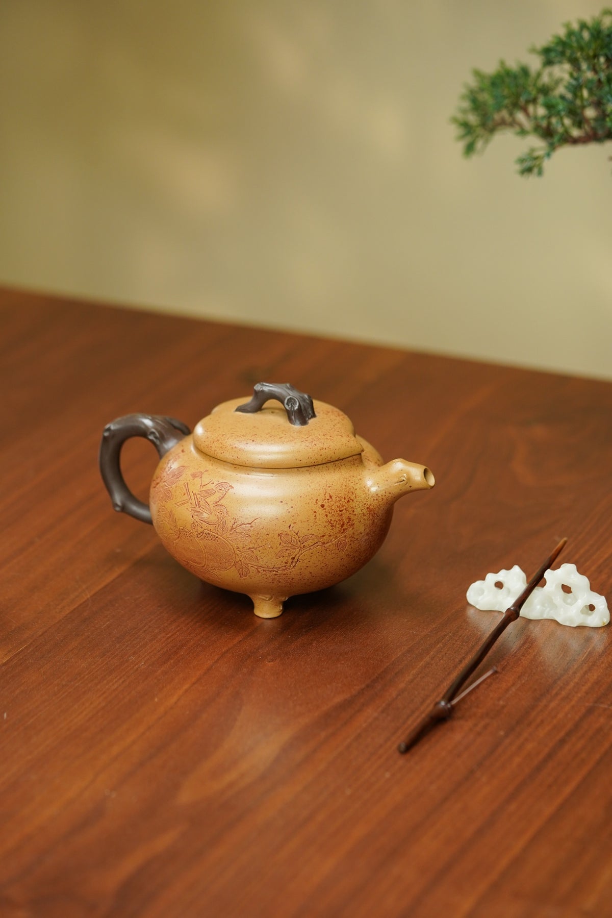 双国大师李昌鸿臻品《百叶双桃壶》收藏送礼皆宜重器！原矿优质本山绿泥·390cc李昌鸿为顾景舟亲传弟子