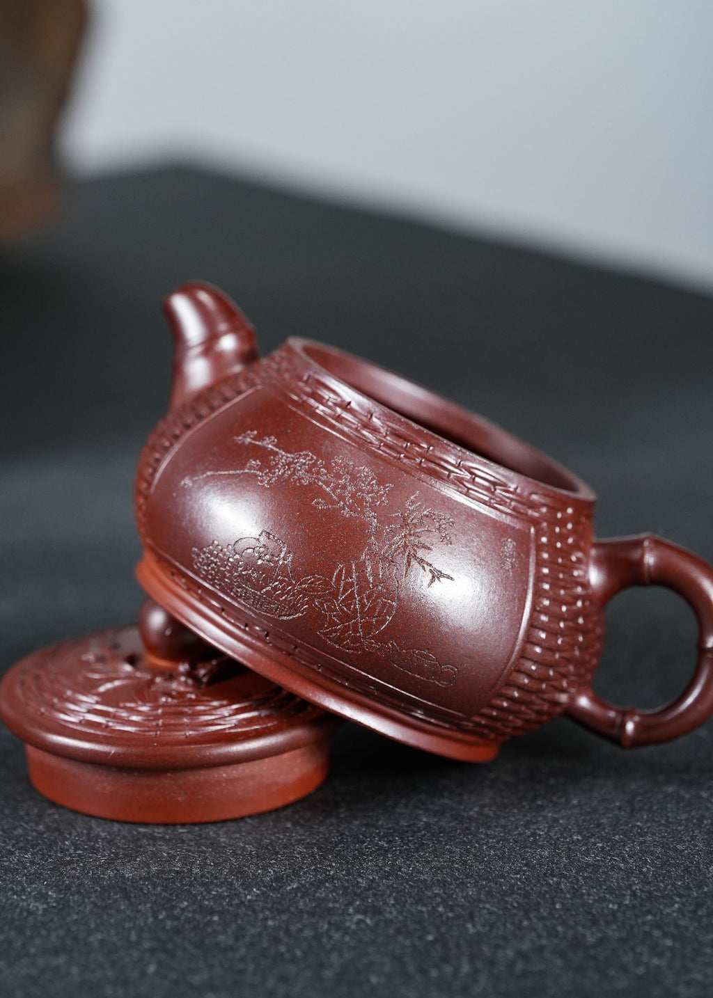 蒋艺华·非遗紫砂巅峰重器《竹编高潘壶》收藏传世·高端礼赠艺术珍品！  ——原矿优质段泥柴烧·280cc ——中国传统陶瓷艺术大师·蒋艺华 制