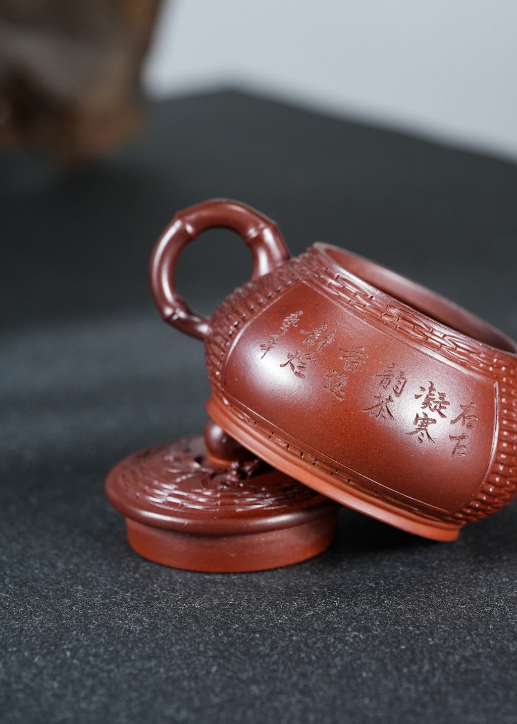 蒋艺华·非遗紫砂巅峰重器《竹编高潘壶》收藏传世·高端礼赠艺术珍品！  ——原矿优质段泥柴烧·280cc ——中国传统陶瓷艺术大师·蒋艺华 制