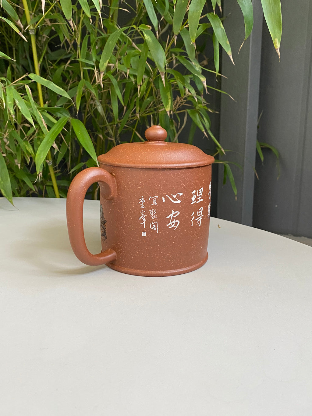 紫砂界彩刻山水第一人·李峰巅峰臻品《千里江山盖杯》礼藏双绝 传世重器！  ——原矿优质紫泥·500cc ——著名紫砂彩刻艺术家·李峰亲工