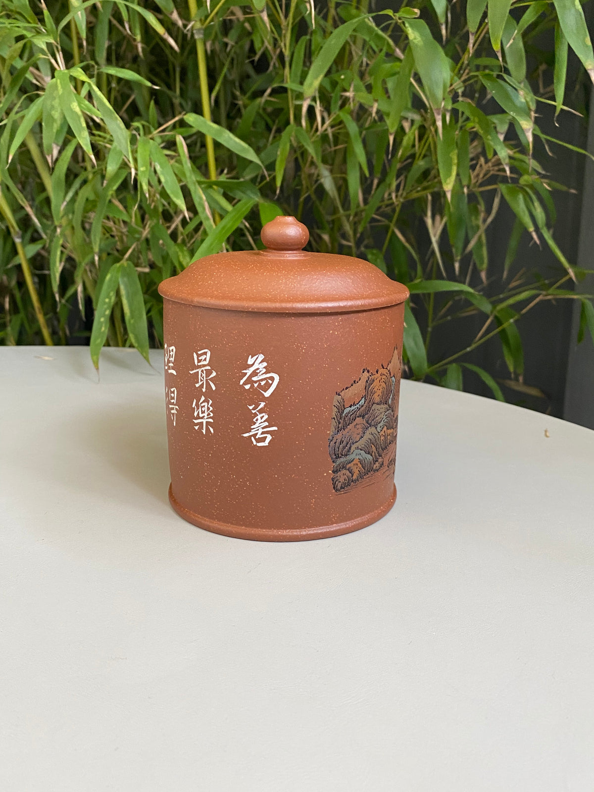 紫砂界彩刻山水第一人·李峰巅峰臻品《千里江山盖杯》礼藏双绝 传世重器！  ——原矿优质紫泥·500cc ——著名紫砂彩刻艺术家·李峰亲工