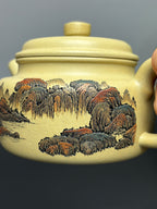 紫砂界彩刻山水第一人·李峰巅峰臻品《德钟壶》礼藏双绝 传世重器！  ——原矿优质本山绿泥·260cc ——著名紫砂彩刻艺术家·李峰亲工