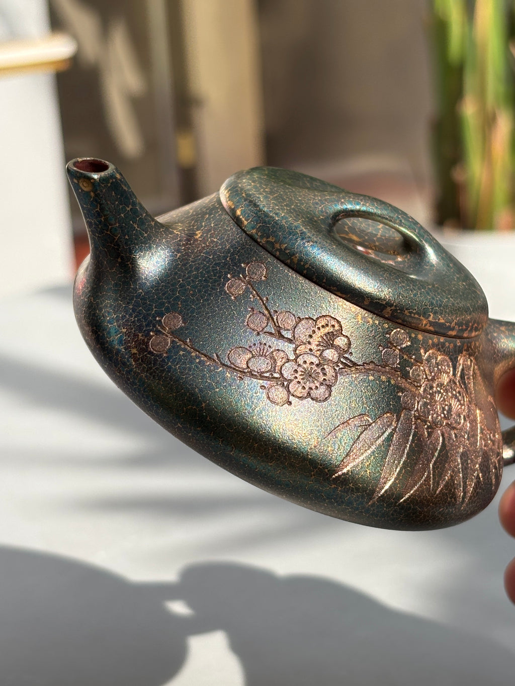 中国紫砂界当代梅王·朱炳浩(石陶）本工巅峰臻品《暗香石瓢》——原矿优质底槽清·120cc（黄金贝壳烧） ——任淦庭大师高徒｜朱炳浩（石陶）之作
