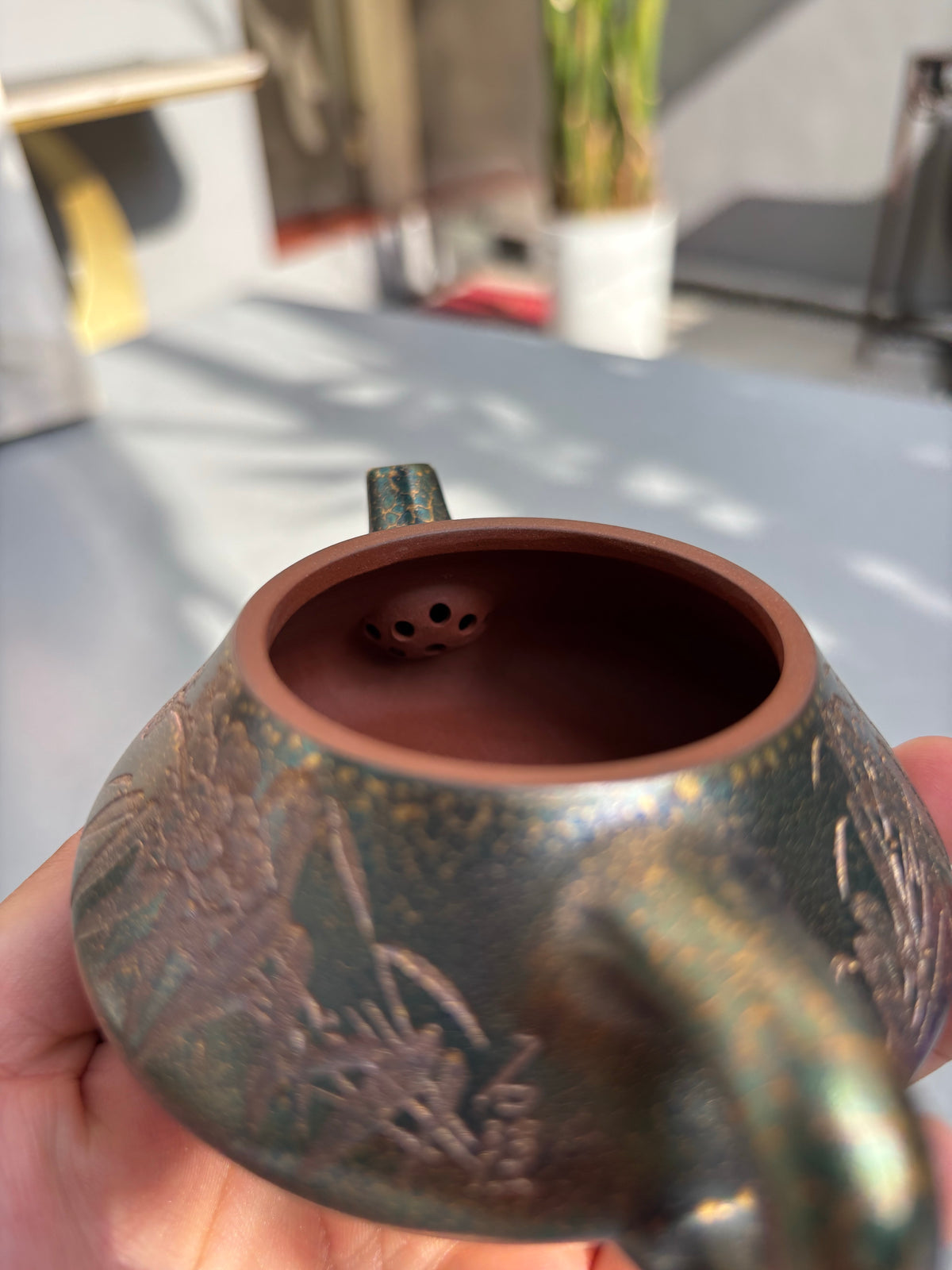 中国紫砂界当代梅王·朱炳浩(石陶）本工巅峰臻品《暗香石瓢》——原矿优质底槽清·120cc（黄金贝壳烧） ——任淦庭大师高徒｜朱炳浩（石陶）之作