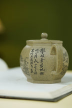 紫砂界山水陶刻标杆｜陈宏林大师传世巅峰臻品【六方宫灯壶】——原矿优质芝麻段·300cc ——紫砂山水陶刻天花板·陈宏林亲工