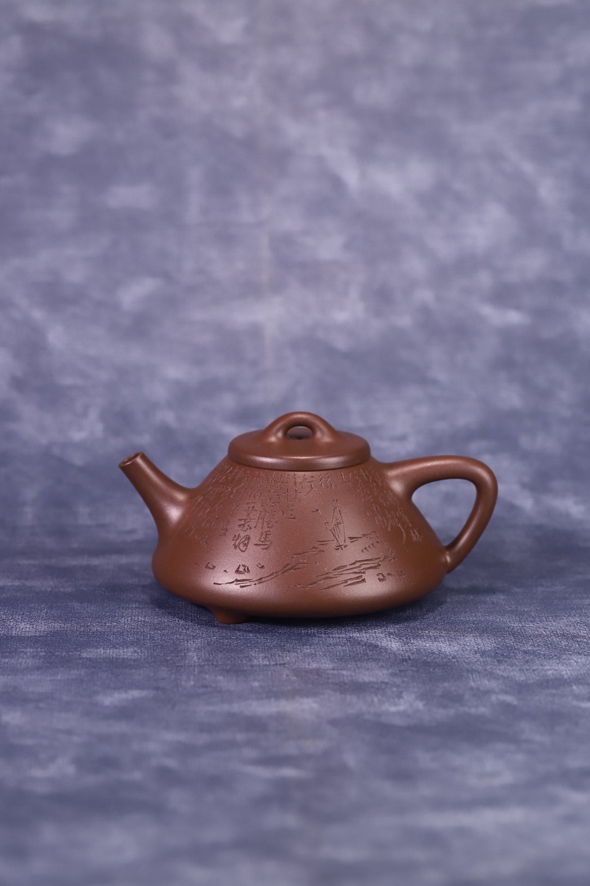 子冶石瓢，精品，临摹黄松老师（定风波），原矿老紫泥，容量210cc