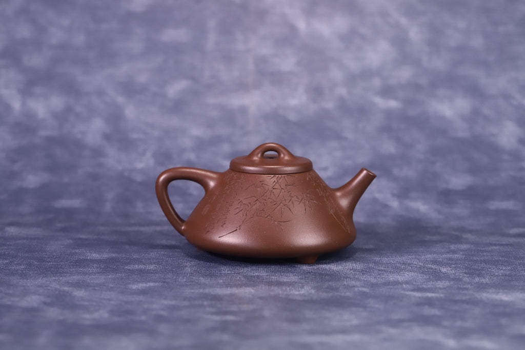 子冶石瓢，精品，临摹黄松老师（定风波），原矿老紫泥，容量210cc