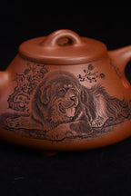 子冶石瓢，中华神刀国家级工艺美术师杨喜雨，原矿底槽清，精刻藏獒，容量300cc