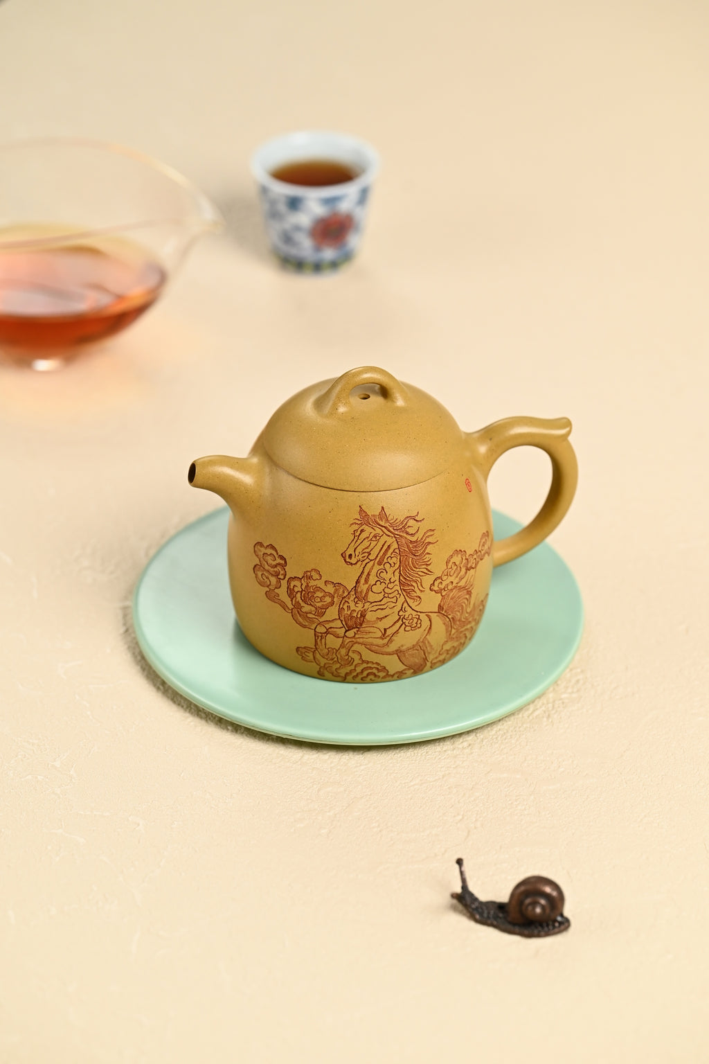 『秦权』 黄金段·容量290cc·9孔出水·内推·秦国萍（国家级高级工艺美术师）