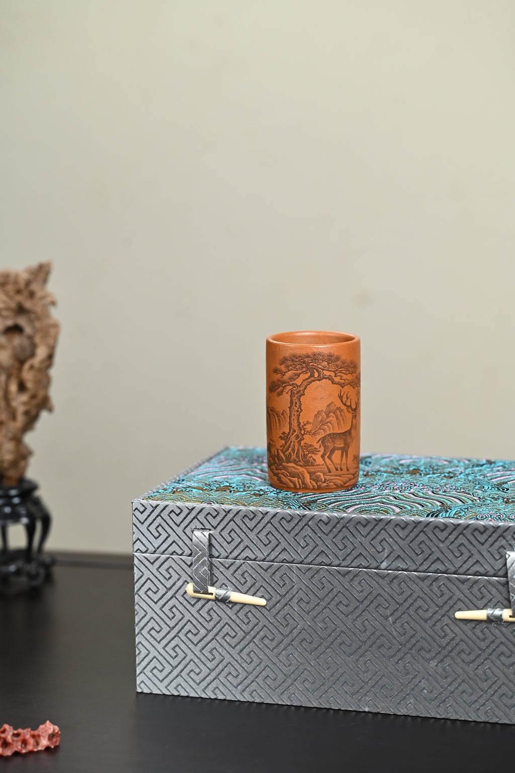 新品·『主人杯』刻绘·山水 龙骨金砂·容量160cc（🈵️）