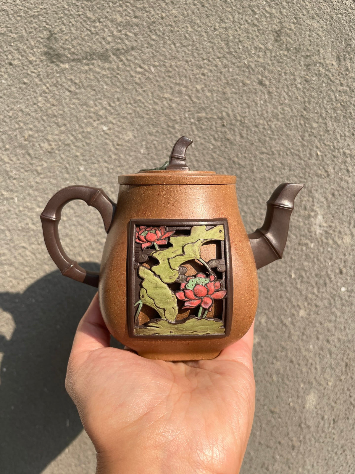 特价仅两只《荷合竹节》 作者 : 紫砂技艺传承人 裴石民首席弟子 何道洪师兄 毛阿明 毛家老段泥，容量340cc