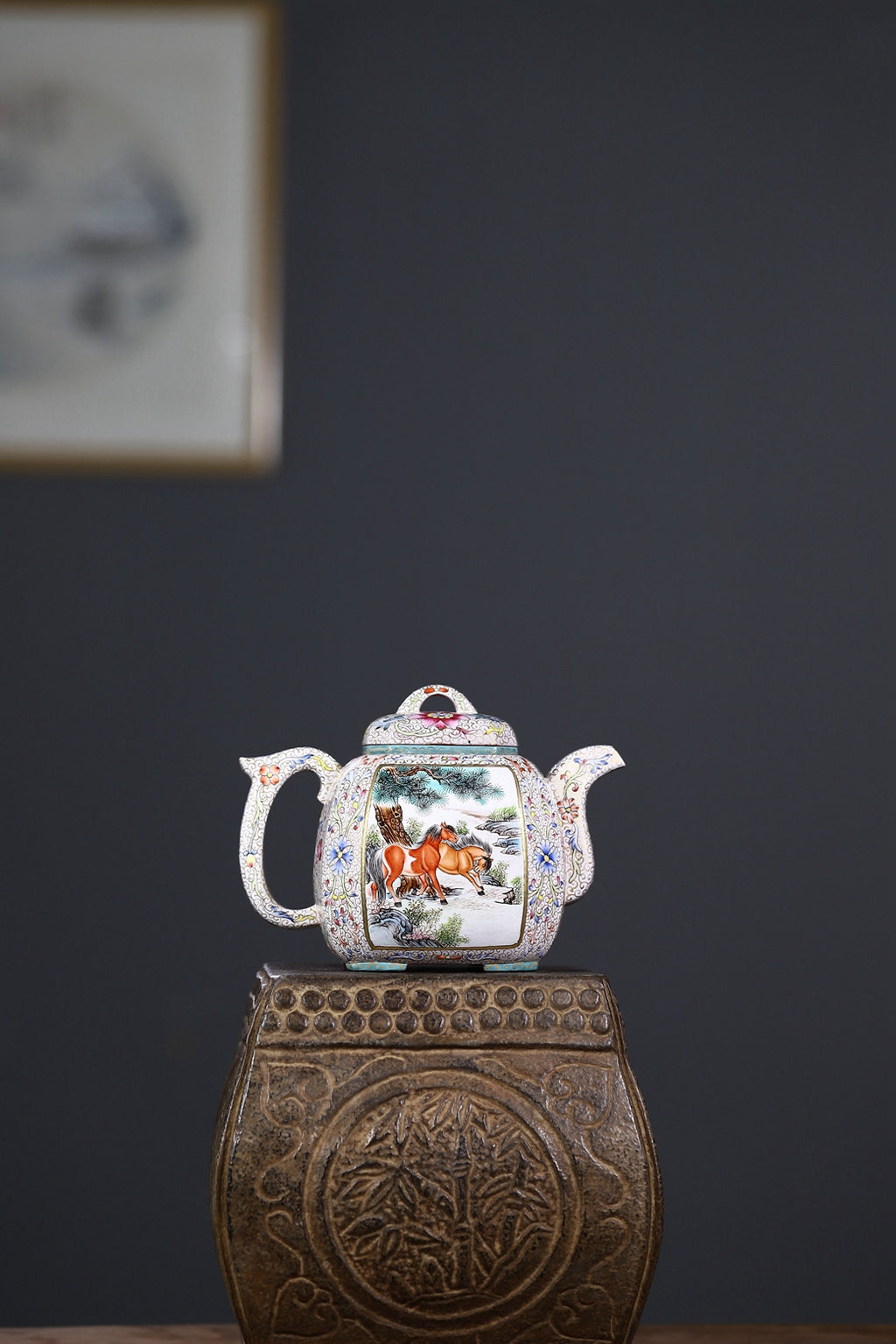 省大师潘春芳关门弟子许冠新老师手制珐琅彩精品【福临八方 · 志在千里】800cc