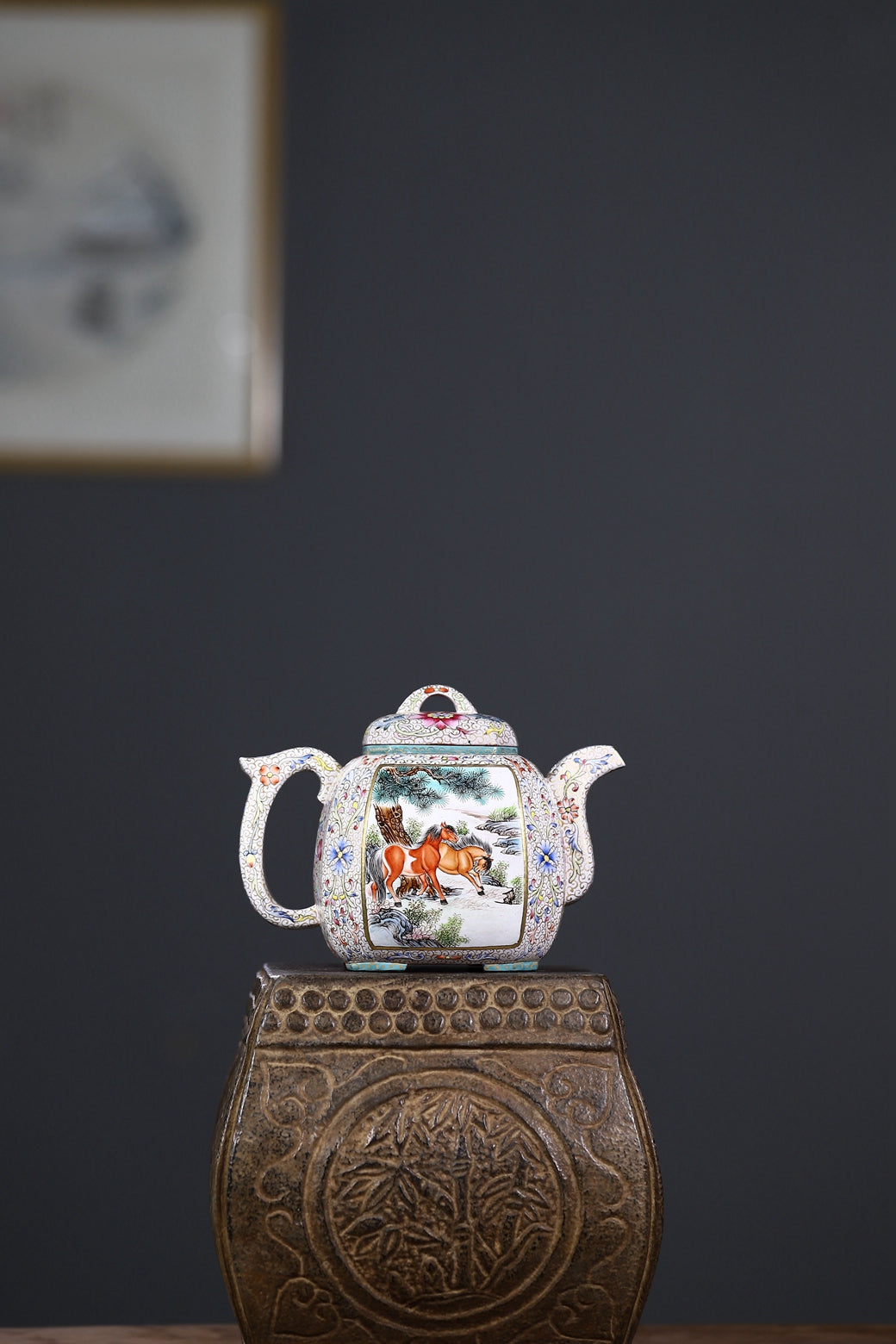 省大师潘春芳关门弟子许冠新老师手制珐琅彩精品【福临八方 · 志在千里】800cc