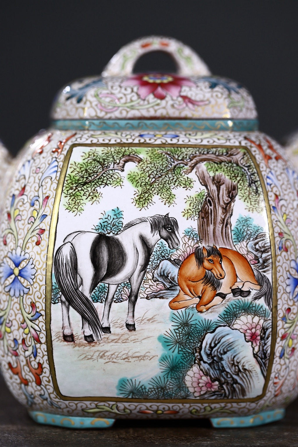 省大师潘春芳关门弟子许冠新老师手制珐琅彩精品【福临八方 · 志在千里】800cc